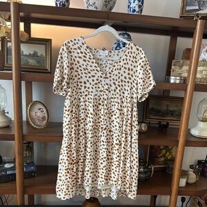 Le Lis Cream Flutter Sleeve V-Neck Sundress